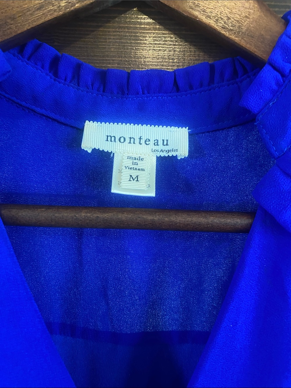 Monteau Royal Blue Ruffle Sleeve V-Neck Dress - Picture 3 of 3